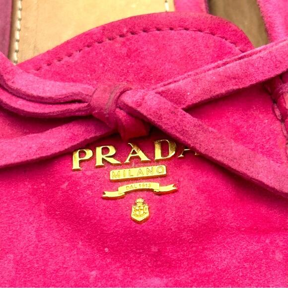 PRADA flats - Fuchsia Hot Pink #barbiecore suede flats - SIZE 37.5 EUC / 7 US - Picture 5 of 14